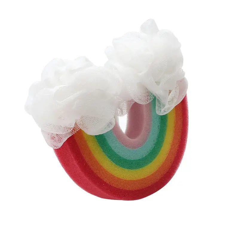 Customizable Seven-Color Stitching Rainbow Shower Flower Sponge