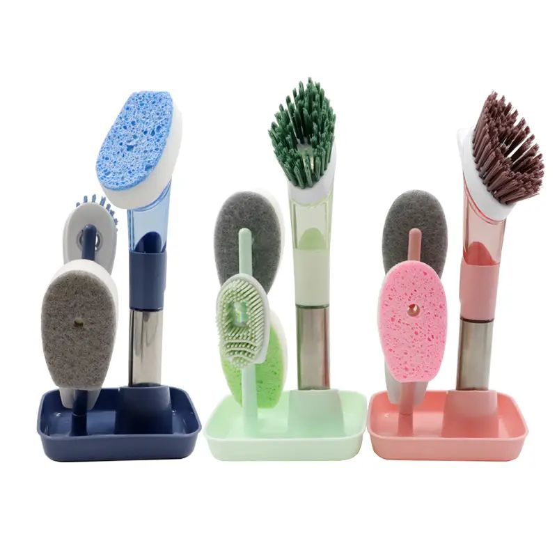 Kitchen Deep Cleaning Brush Set Plastic Scrub Sponge Dish Brush