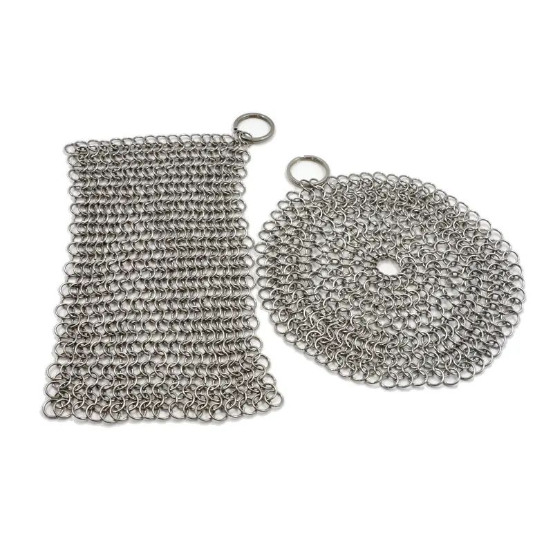 Kitchen Cleaner Ring Screen Mesh Stainless-Steel Cast Iron Chain Mail Pot Sponge Scrubber