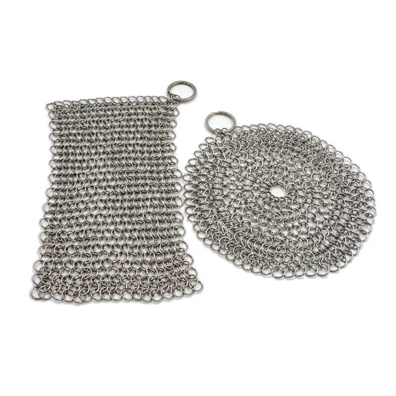 Kitchen Cleaner Ring Screen Mesh Stainless-Steel Cast Iron Chain Mail Pot Sponge Scrubber