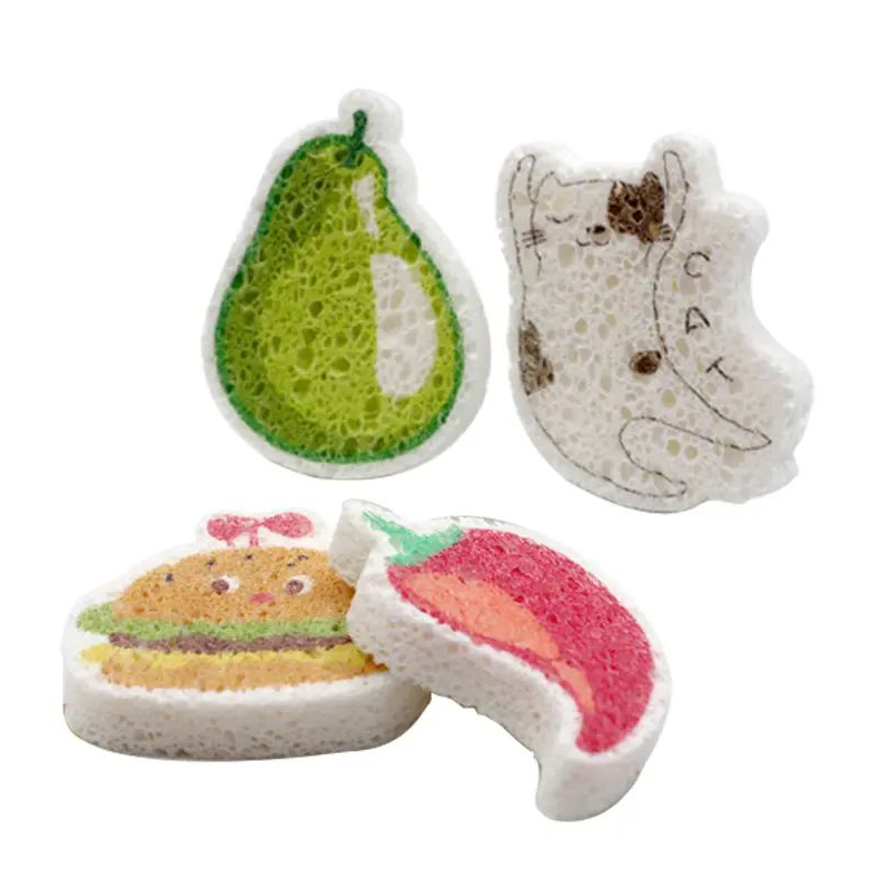 Compressed Wood Pulp Sponge Cute fruit Kitchen Cleaning Sponges